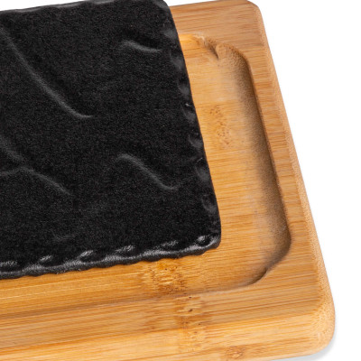 Suporte Bambu + Base Ferro Gourmand Preto 24X16X2cm